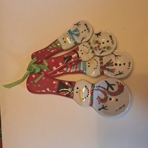 Pier1 Imports Measuring Spoons Snowman Christmas Holiday Set Of 4